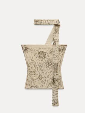 BEADED TULLE FOULARD TOP
